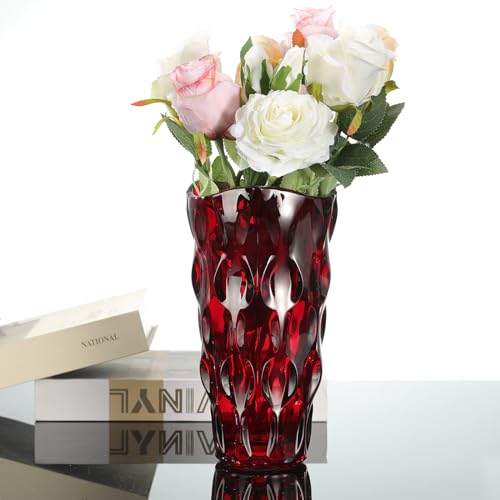CEMABT 95inch 34 lb Glass Vases for Flowers Unbreakable Thickened Morden vase for Tables CenterpiecesColorfulVintage and Clear Rose Large Flower vases for Bouquet Unique GiftsRed - Image 3