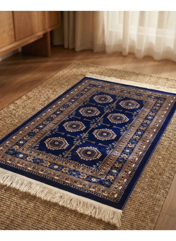 A luxurious royal prayer rug adorned with traditional geometric patterns and elegant classic designs that bring serenity and luxury to your place of worship.