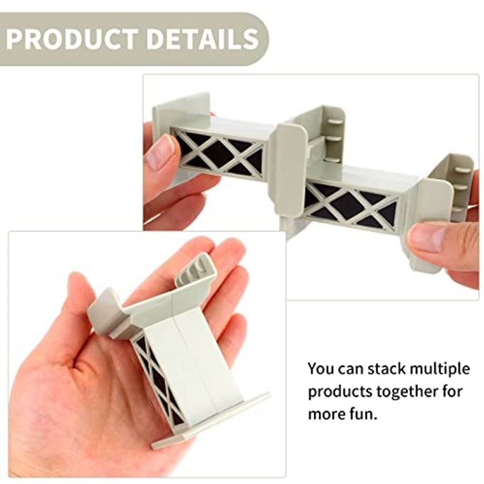 Ioffersuper 6 Pcs Train Bridge Pier Track Railway Accessories Multi Level Support Risers High Level Blocks Compatible All Major Brands, Grey Upgraded Version - Image 3
