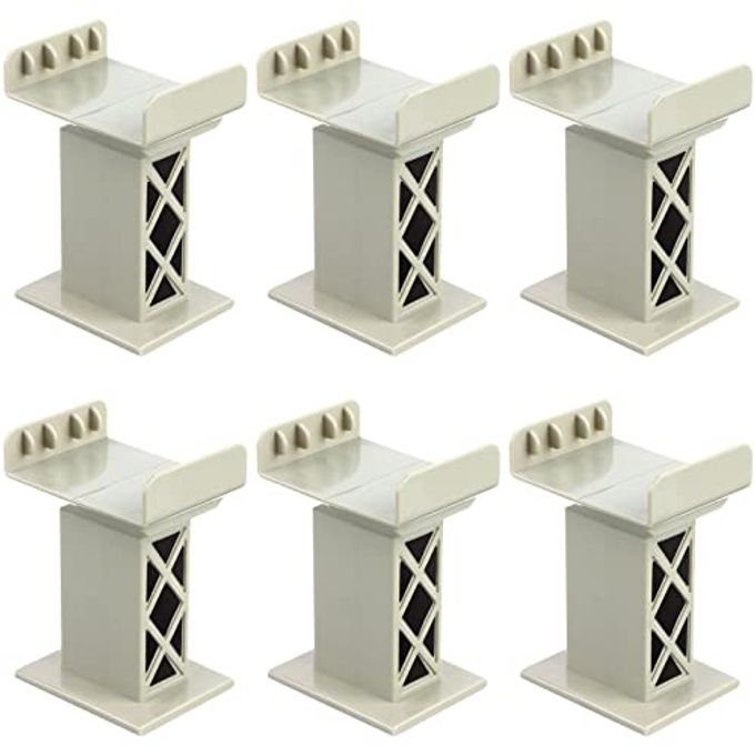 Ioffersuper 6 Pcs Train Bridge Pier Track Railway Accessories Multi Level Support Risers High Level Blocks Compatible All Major Brands, Grey Upgraded Version - Image 1