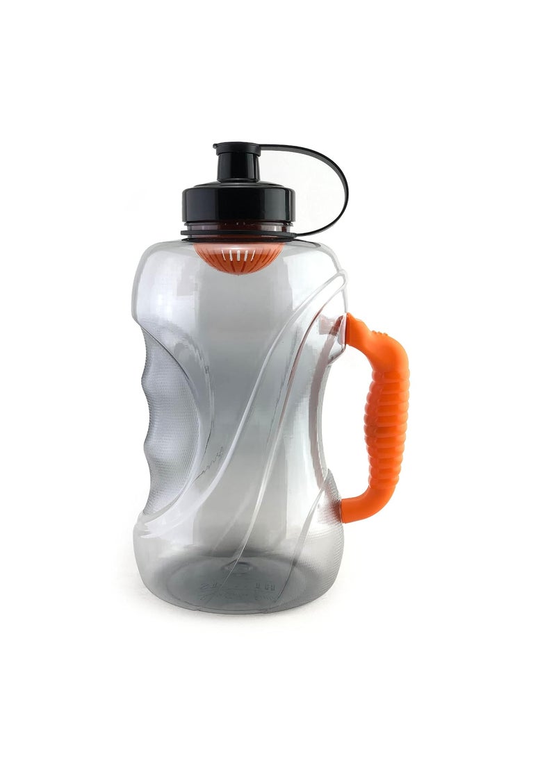 GGICO - GGICO Plstic Sports GYM Gallon Water Bottle 1500 ML Beast Size Shaker Bottle With Mixer Ball And Stainer | BPA Free And Extra Grip Comfort (Orange, MODERN DESIGN) - Image 1