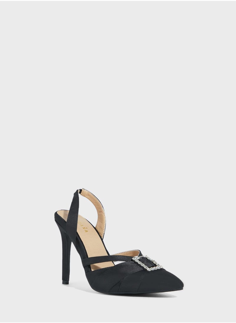 Khizana - Jewelled Buckle Double Strap Slip On Pump - Image 1