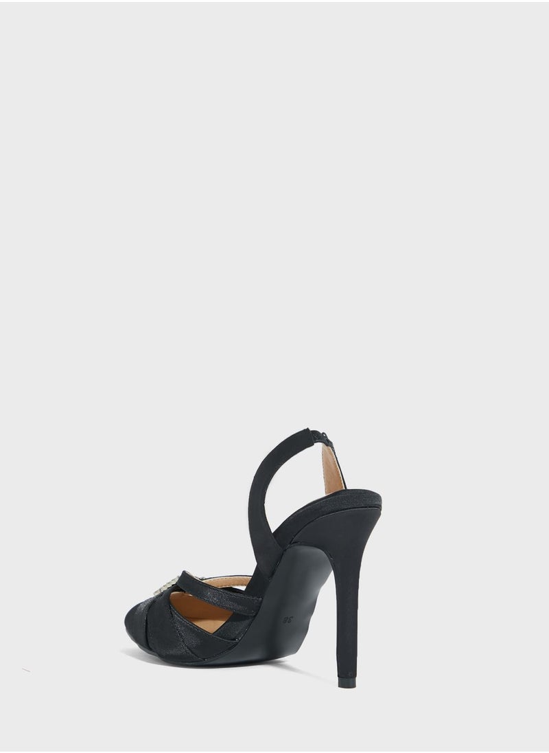 Khizana - Jewelled Buckle Double Strap Slip On Pump - Image 1