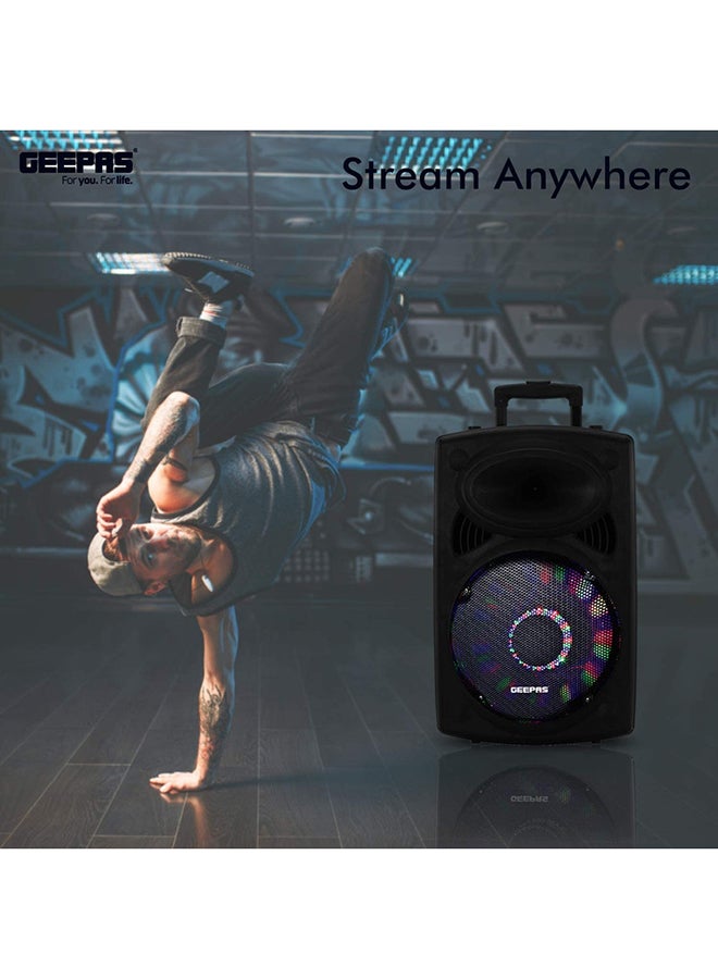 GEEPAS Rechargeable Portable Trolley Speaker System With USB/Bluetooth/SD Card Slots/FM Radio GMS8519 Black - Image 5
