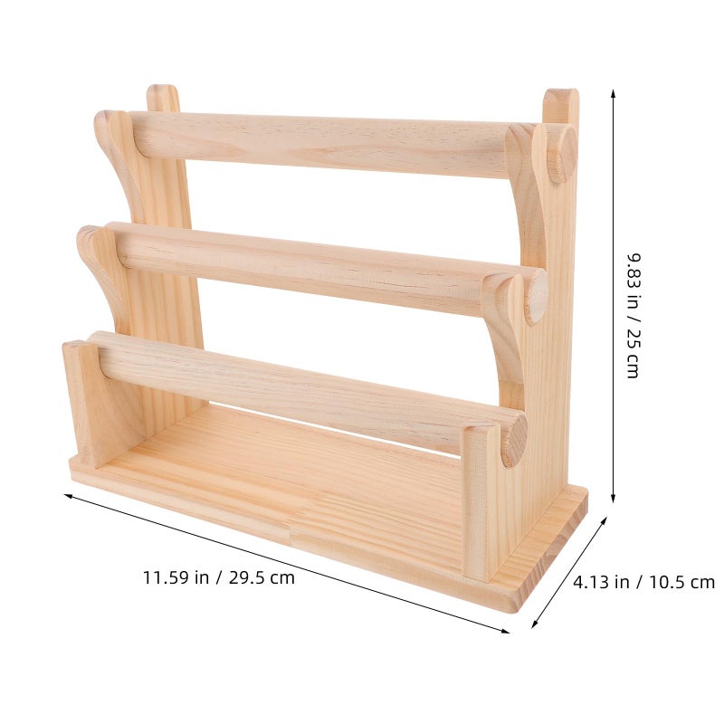 Wooden 3 Tier Jewelry Display Stand Bracelet Rack Necklace Hanger Earring Organizer Tabletop Storage - Image 3