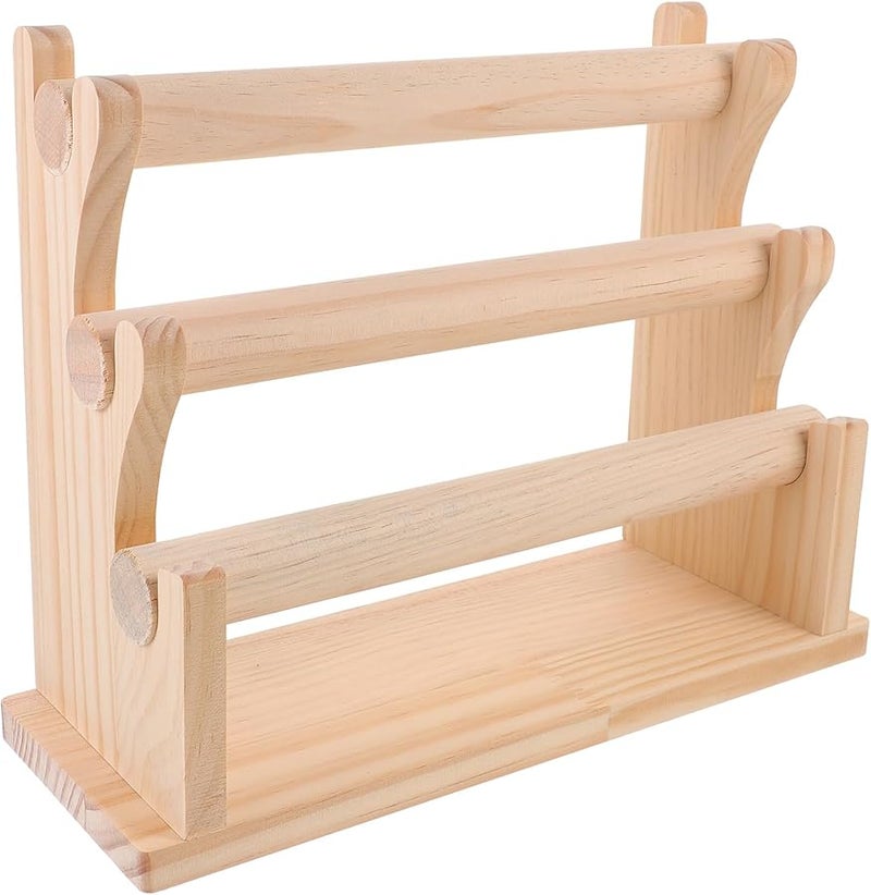 Wooden 3 Tier Jewelry Display Stand Bracelet Rack Necklace Hanger Earring Organizer Tabletop Storage - Image 1