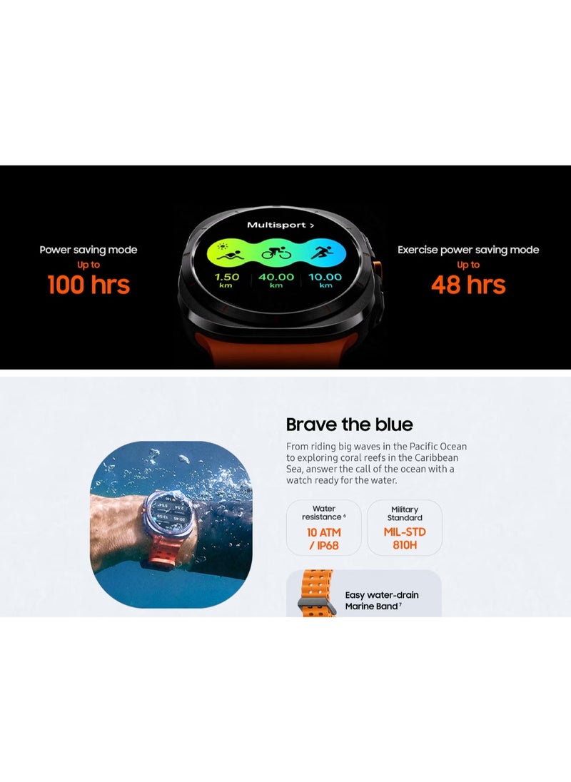 Watch Ultra 47mm Smartwatch, LTE, Health Monitoring, Fitness Tracker Titanium Orange
