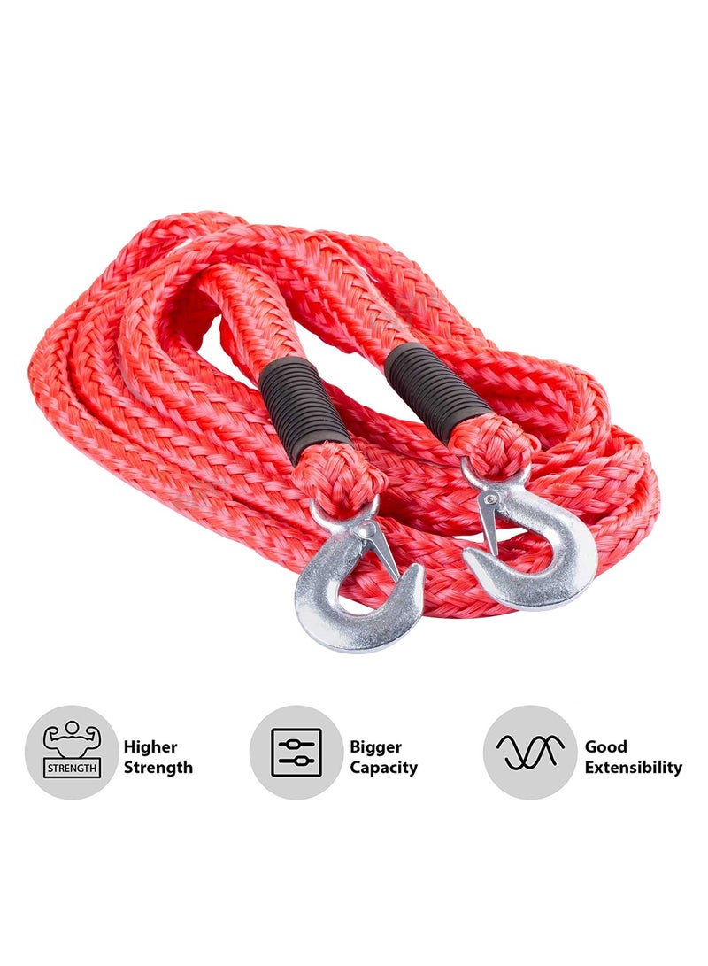 3XR 3XR Car Towing Rope 4 meter 2.5 Ton Tow Rope With Tow Hooks Heavy Duty Towing Belt - 6247 - Image 3
