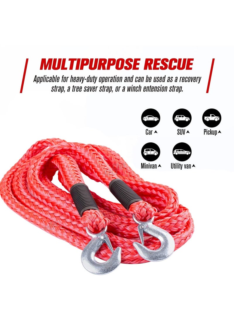 3XR 3XR Car Towing Rope 4 meter 2.5 Ton Tow Rope With Tow Hooks Heavy Duty Towing Belt - 6247 - Image 5
