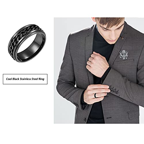 yfstyle 4PCS Stainless Steel Rings for Men - Wedding & Simple Band Rings, Black Plated Matte Finish, Stackable Bands, Size 6-12 (Black Set-11) - Image 4