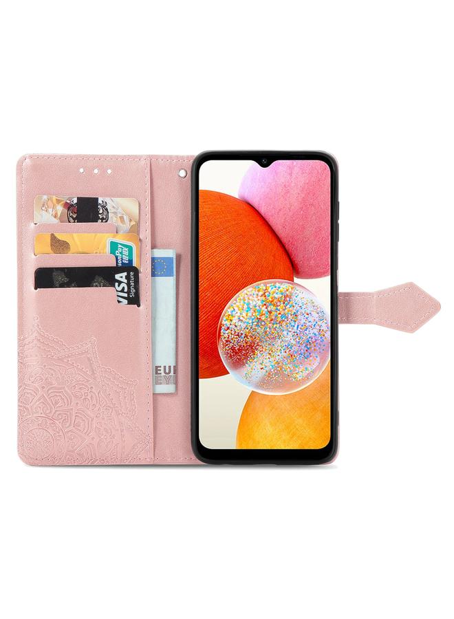 S-TOP Case For Samsung Galaxy A14 4G Mandala Flower Embossed Leather Phone Case - Image 3