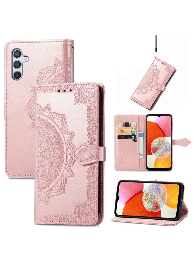S-TOP Case For Samsung Galaxy A14 4G Mandala Flower Embossed Leather Phone Case - Image 1