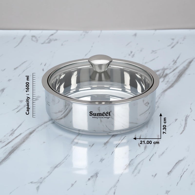 Sumeet Smart Serve Stainless Steel Double Wall Insulated Hot Roti/Chapati Pot/Server/Casserole with Glass Lid, 1600 ml, 1Pc, Silver - Image 4