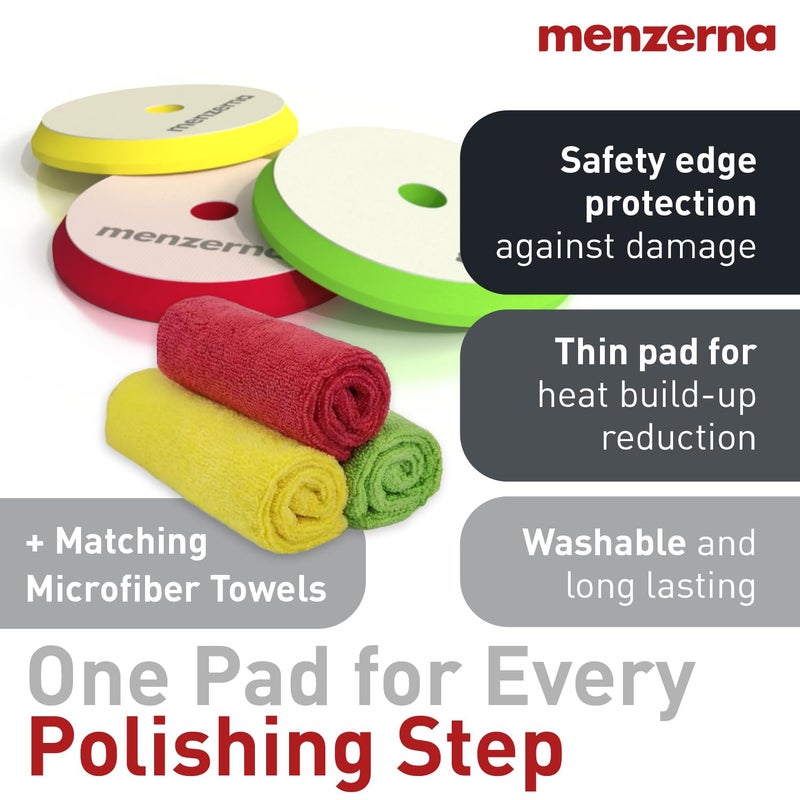 menzerna Polishing Set 8oz – HCC1000, MCC2500 & SFP3800 | 3-Step System incl. 3 Matching Pads & 3 Matching Microfiber Towels for Scratch Removal, Swirl Elimination & Mirror-Like Finish - Image 3