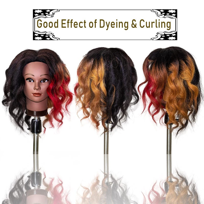 MILLYSHINE Mannequin Head 100% Real Human Hair,16" Styling Braiding Doll Head,Dyeing Curling Training Head,Hairdresscer Practice Manikin Head - Image 5