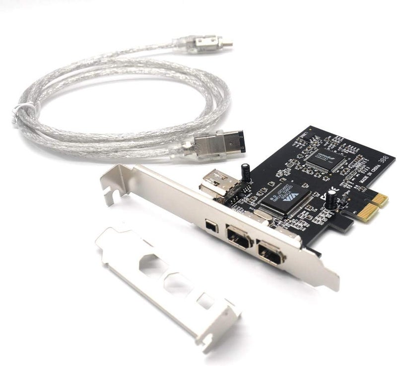 Pardarsey Padarsey PCIe 3 Ports 1394A Firewire Expansion Card, PCI Express (1X) to External IEEE 1394 Adapter Controller (2 x 6 Pin + 1 x 4 Pin) with Low Profile Bracket for Desktop PC and DV Connection - Image 1