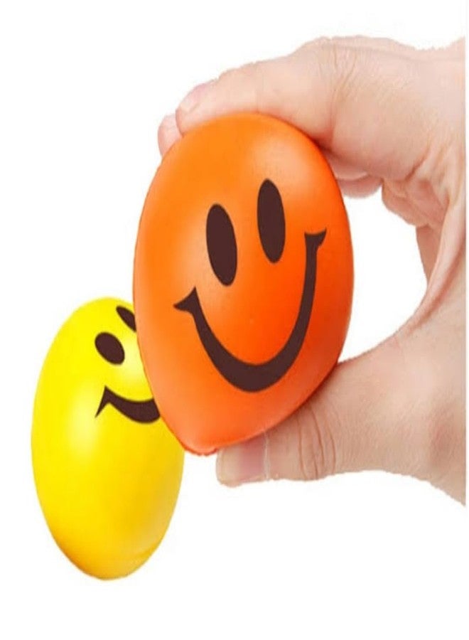 R.S Stress Reliever Sponge Foam Ball for Kids & Adults Smiley Face Orange Color (Pack of 4 PCS) - Image 1