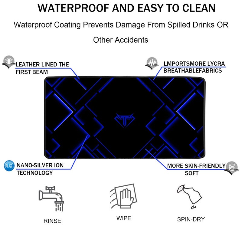 TEDNETGO Large Extended Gaming Mouse Pad, Long Mouse Pads, Extra Large Big Mouse Pad with Stitched Edge, XXL Non-Slip Computer Computer Keyboard Mat for Gamer/Desktop/Office/Home,Blue - Image 4