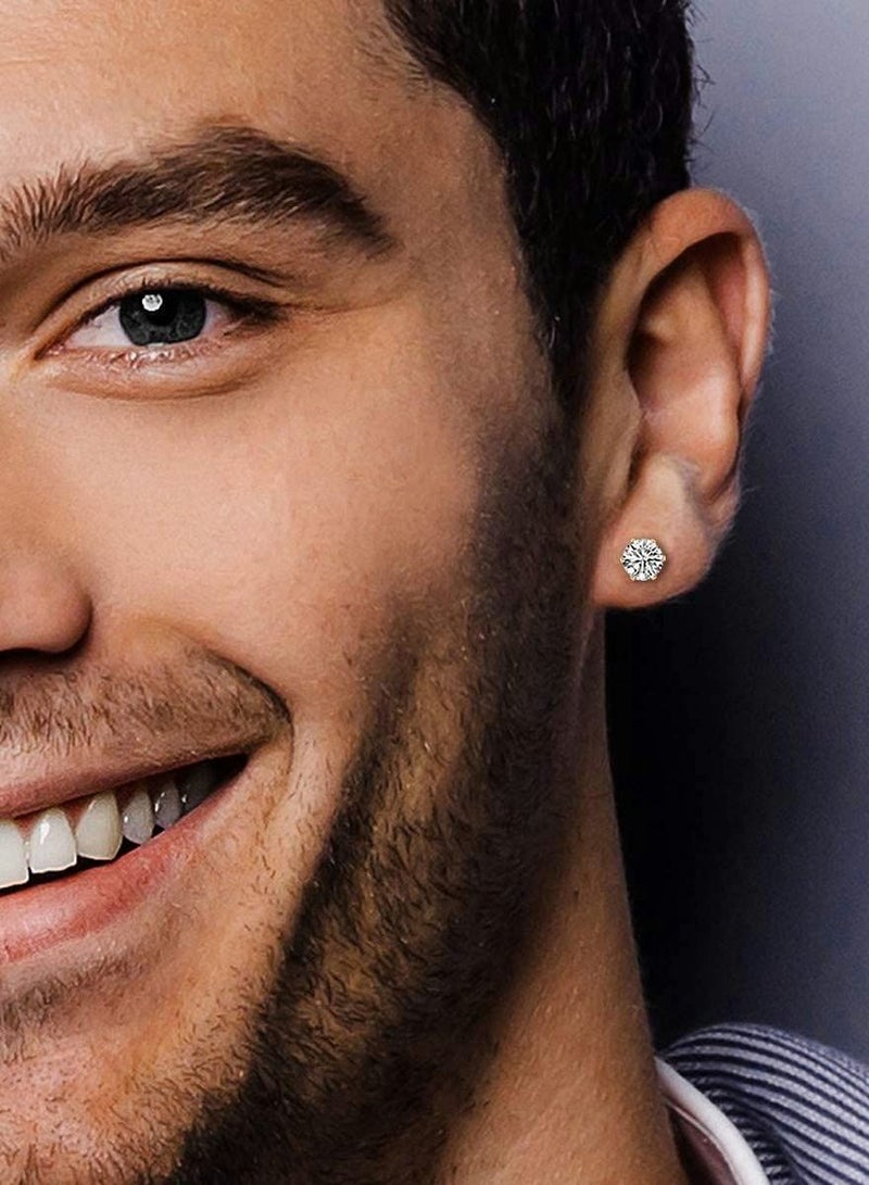 Y&D Hypoallergenic Surgical Steel Earrings Silver Diamond Stud Earrings for Men/Women 3/4MM Cartilage Sleeper 5/6/7/8MM Zircon Studs 6Pairs - Image 5