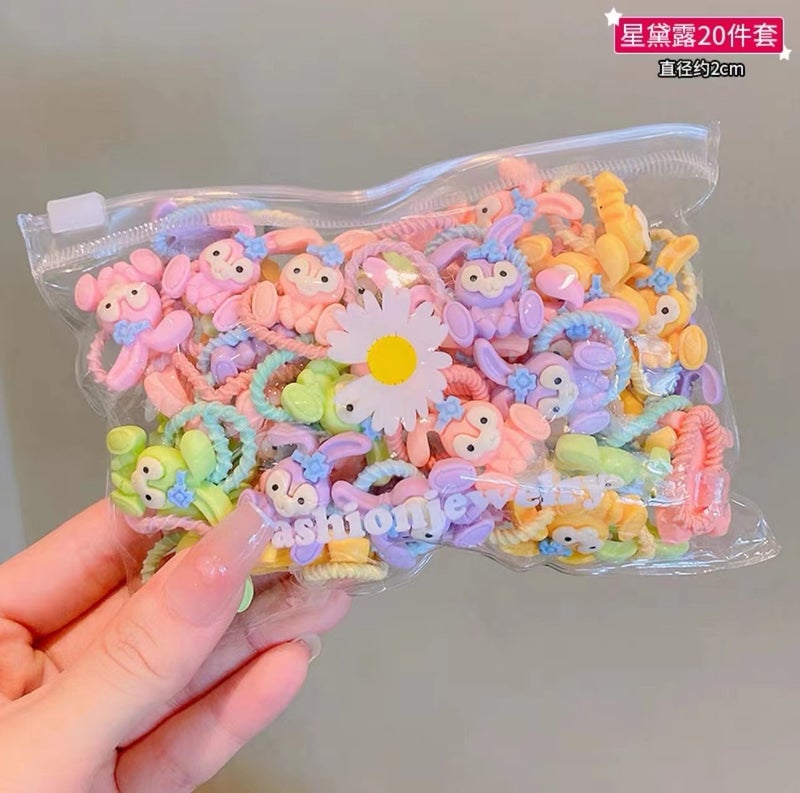 Childrens Hair Ties Non-damaging Good Elasticity Small Baby Headbands Cute Chirping Hair Rings Accessories Star Delu (10-piece chrysanthemum bag set)