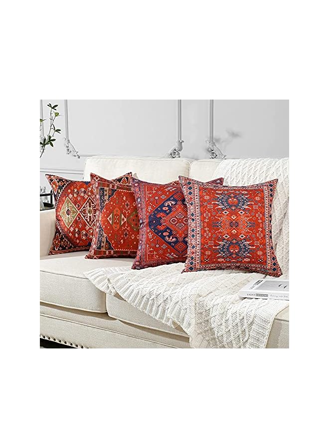 The Bros أغطية وسائد 45 سم × 45 سم مجموعة من 4 أغطية وسائد زخرفية على طراز بوهيمي من الكتان مربعة الشكل أغطية وسائد غريبة 18 × 18 بوصة للكنبة وغرفة النوم والديكور الخارجي ومكتب المنزل والسيارة (غريب) - Image 3