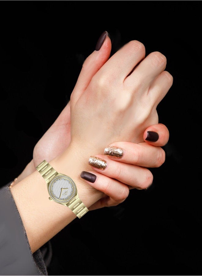 مارتيني ساعة مارتيني الأنيقة للنساء بتصميم عصري مينا فضية وسوار من الفولاذ المقاوم للصدأ مقاومة للماء مثالية للإطلالات الكاجوال والرسمية - Image 2