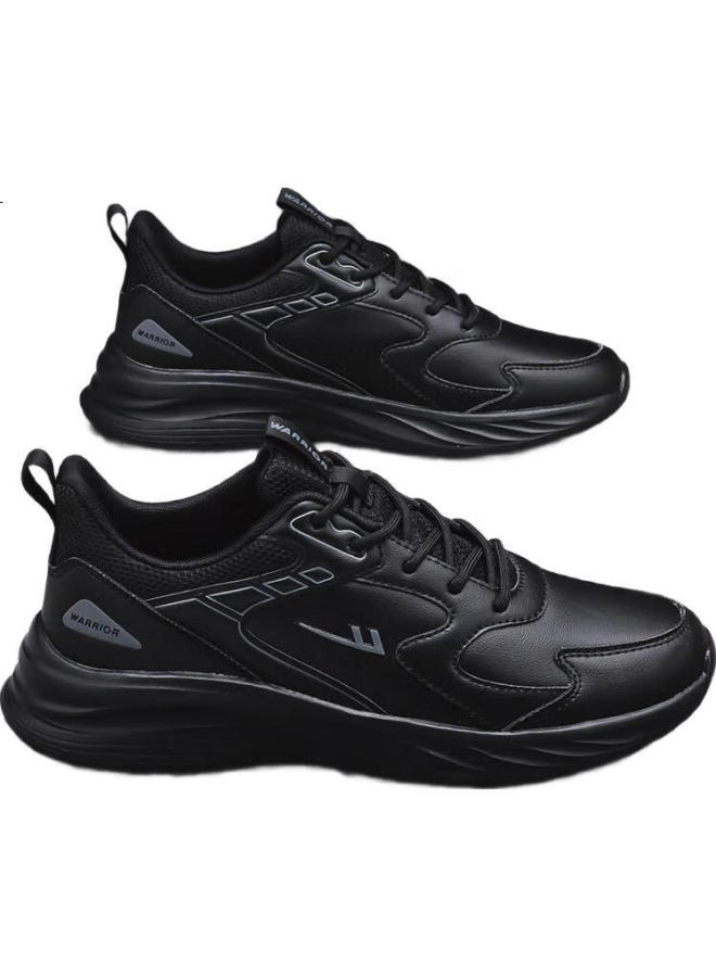 Pull Back Warrior Men's Sports Shoes Spring Lightweight Casual White Shoes Men All Black 36 - Image 2