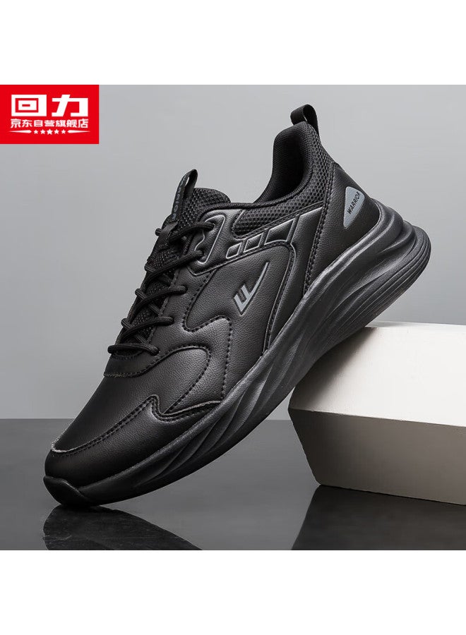 Pull Back Warrior Men's Sports Shoes Spring Lightweight Casual White Shoes Men All Black 36 - Image 1