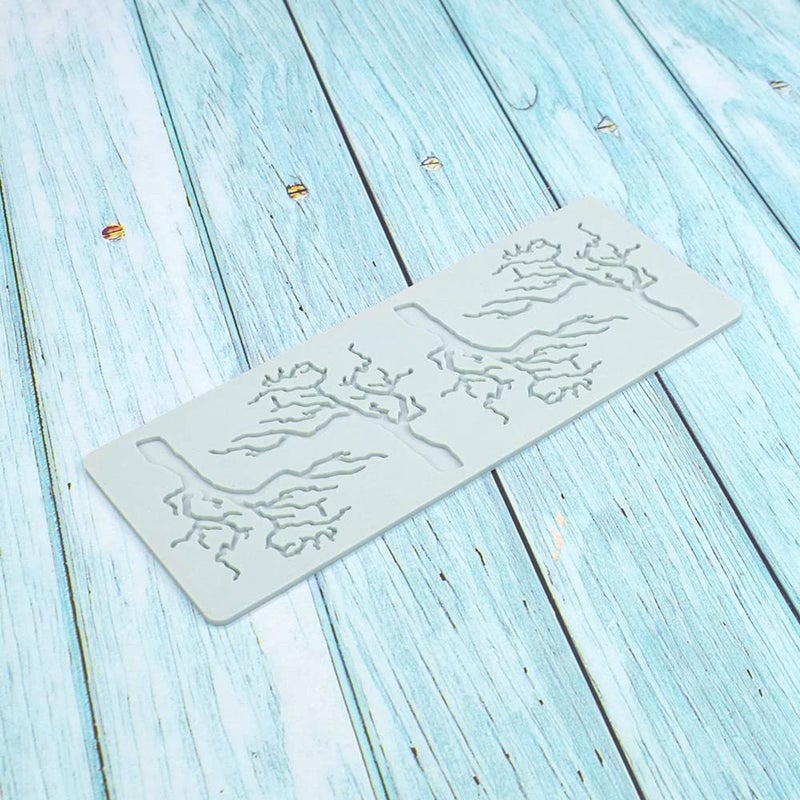 TUKE Silicone Mold Hollow Love Heart Shape Tree Leaf Lace Molds Chocolate Candy Fondant Mold 3D Tree Branch Leaves Cake Fondant Silicone Mold Clay Mould for Cupcake Top Sugar Craft (B_8.12x3.2x0.12inch) - Image 2