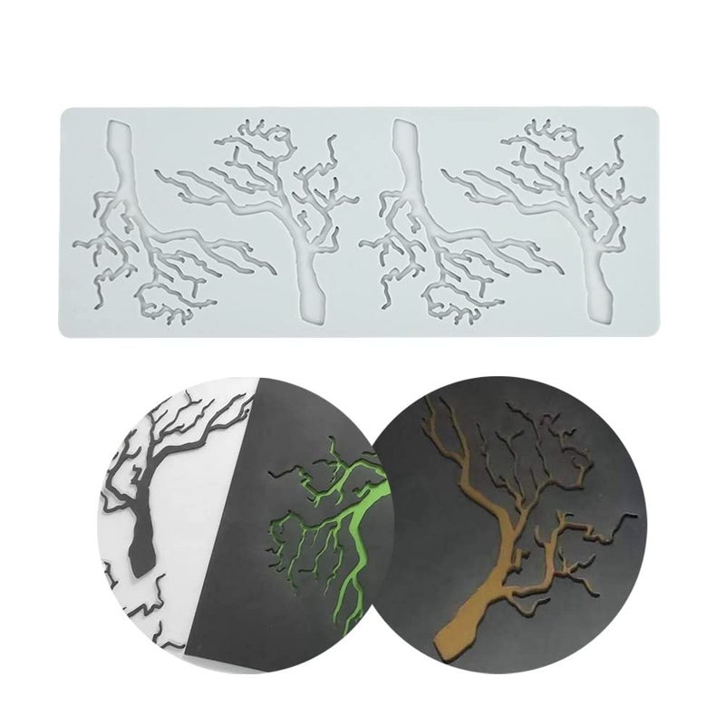 TUKE Silicone Mold Hollow Love Heart Shape Tree Leaf Lace Molds Chocolate Candy Fondant Mold 3D Tree Branch Leaves Cake Fondant Silicone Mold Clay Mould for Cupcake Top Sugar Craft (B_8.12x3.2x0.12inch) - Image 5
