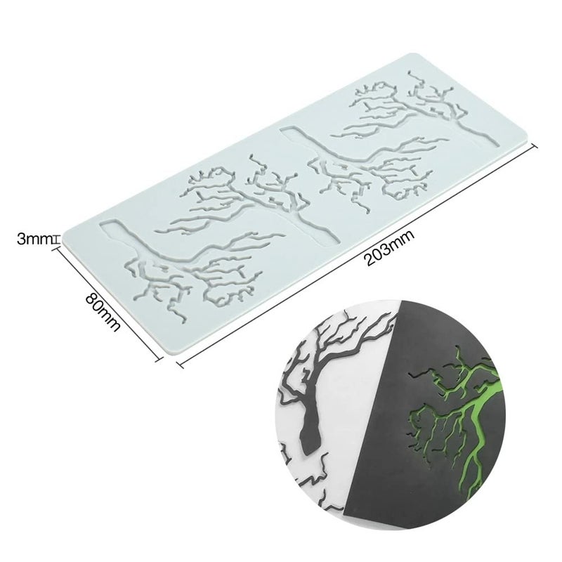 TUKE Silicone Mold Hollow Love Heart Shape Tree Leaf Lace Molds Chocolate Candy Fondant Mold 3D Tree Branch Leaves Cake Fondant Silicone Mold Clay Mould for Cupcake Top Sugar Craft (B_8.12x3.2x0.12inch) - Image 4
