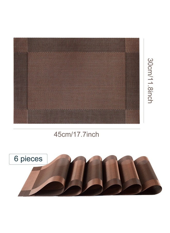 P-Plus International Placemats Place Mats for Kitchen Dining Table, Heat-Resistant StainAnti-Skid Washable PVC Table Mats,Vinyl Dinner Mats (Brown, 6 Pack) - Image 3
