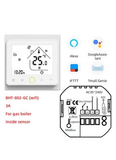 Excefore Smart Thermostat, WiFi Thermostat, Energy Saving Thermostat, LCD Touch Screen Temperature Controller with Alexa, for Electric Heating, Gas Boiler, Floor Heating (White)  - Image 3