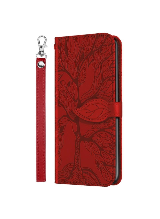Case Cover For Samsung Galaxy M40s Life of Tree Embossing Pattern Horizontal Flip Leather Case with Holder & Card Slot & Wallet & Photo Frame & Lanyard(Red)