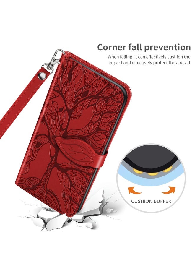 Case Cover For Samsung Galaxy M40s Life of Tree Embossing Pattern Horizontal Flip Leather Case with Holder & Card Slot & Wallet & Photo Frame & Lanyard(Red)