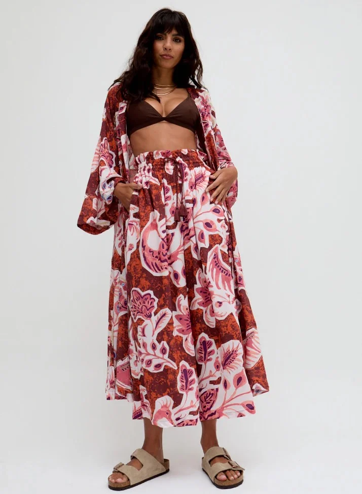رافاي Ellana Wide Leg Floral Printed Trousers In Multi