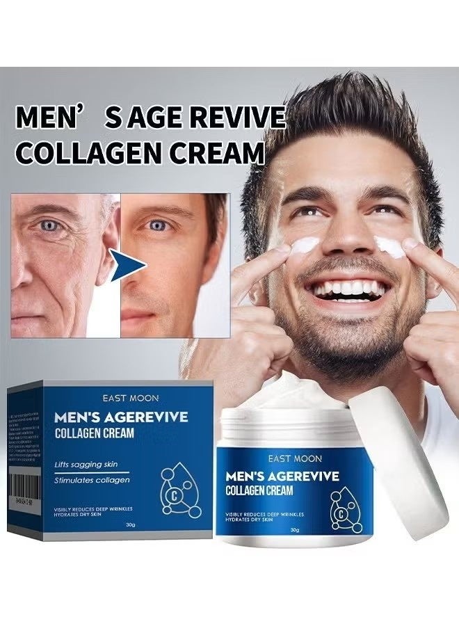 إيست مون كريم الكولاجين Agerevive للرجال، تلاشي الخطوط الدقيقة، شد البشرة، جل تنعيم التجاعيد للعمر، غسول ترطيب وشد للعناية بالبشرة ليلا ونهارا 30 جم - Image 1