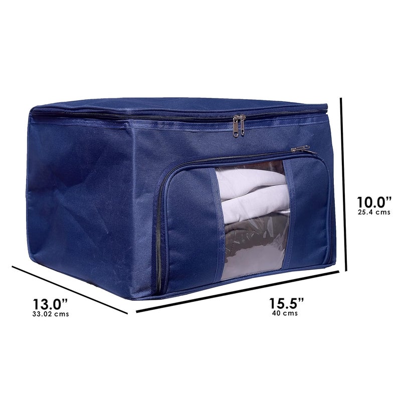 ABBASI Storage Bags Closet Organizer Cloth Storage Bag for Wardrobe Saree Cover Pack of 6 Navy Blue - Image 2