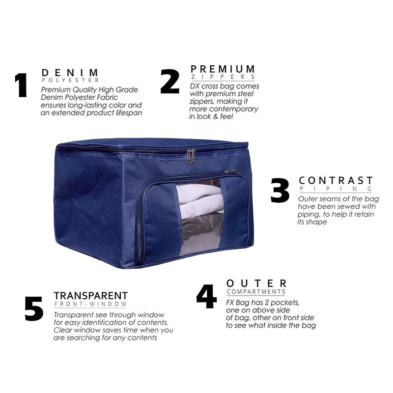 ABBASI Storage Bags Closet Organizer Cloth Storage Bag for Wardrobe Saree Cover Pack of 6 Navy Blue - Image 4