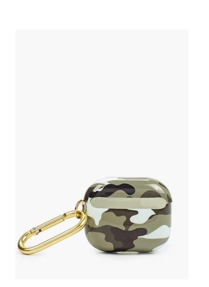 GUESS - Guess AirPod Case Compatible with AirPods Pro 1st Gen - Green Army Camouflage Design for Ultimate Protection - Image 1