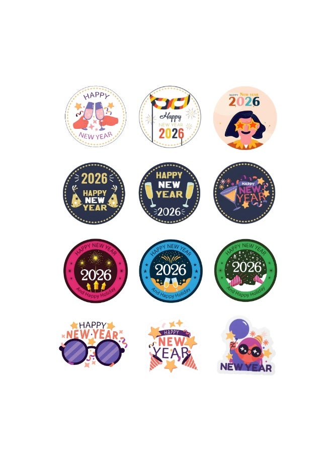 PRINTSHOP4ME Happy New Year Peel & Stick Labels – Vinyl Sticker Pack For Wrapping Gifts,Decorating Bags,Boxes & Party Supplies – Ideal For New Year Festival Packaging & Crafting Activities - Image 1