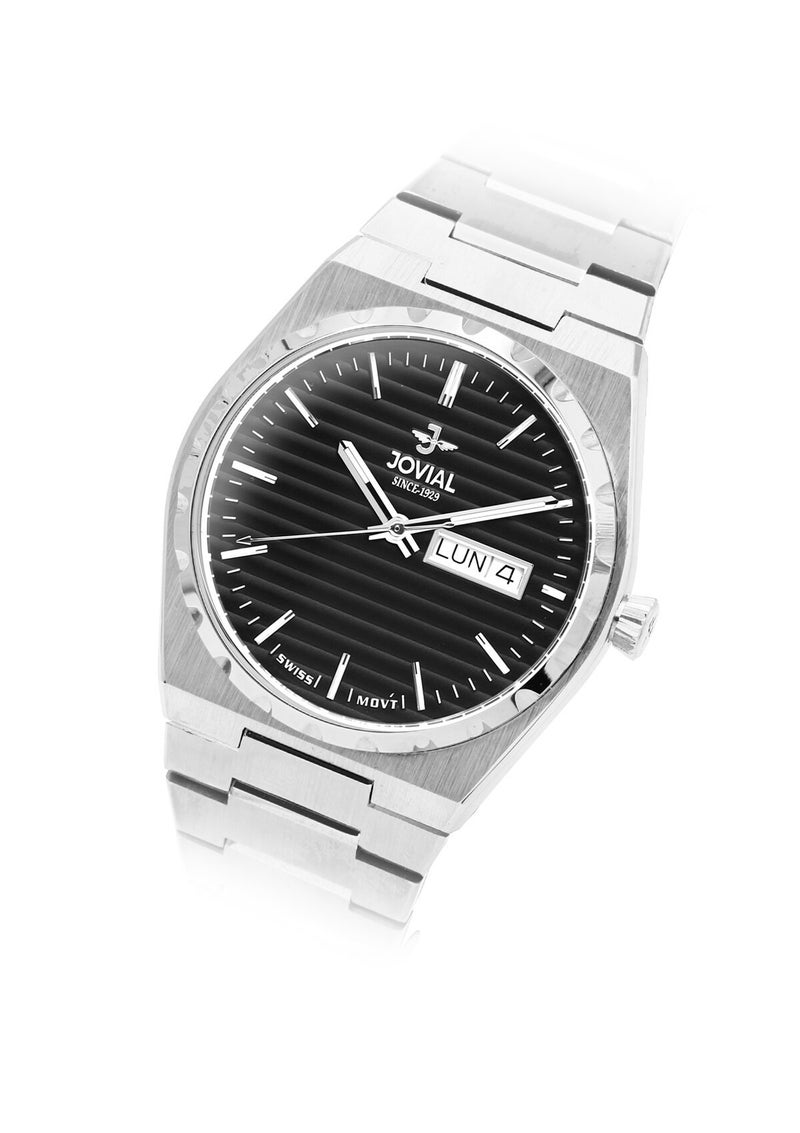 JOVIAL  1540LSMQ03E , Women's Fashion Watch,  Stainless steel , Black Dial, Butterfly clasp, Day and Date Display, 32 mm - Image 2