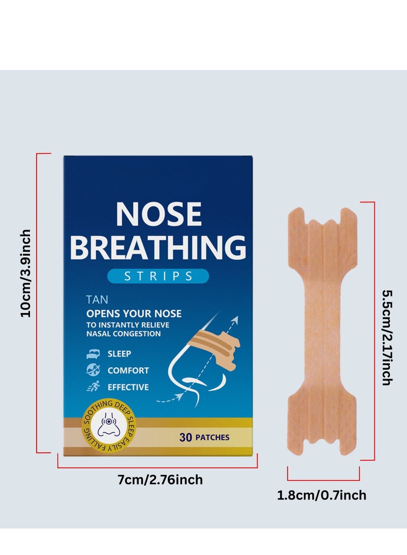 Extra-Strength Breathing Nasal Strips (Tan, 30pcs) – Stop Snoring & Relieve Nasal Congestion – Nose Tape for Sports, Sleep & Allergy Relief – Drug-Free Snoring Solution for Better Breathing - Image 3