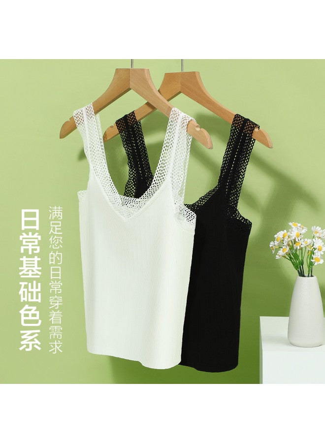 Red Bean Japanese Vertical Striped Vest Women'S Short Crop Lace Camisole Tank Top - Image 5
