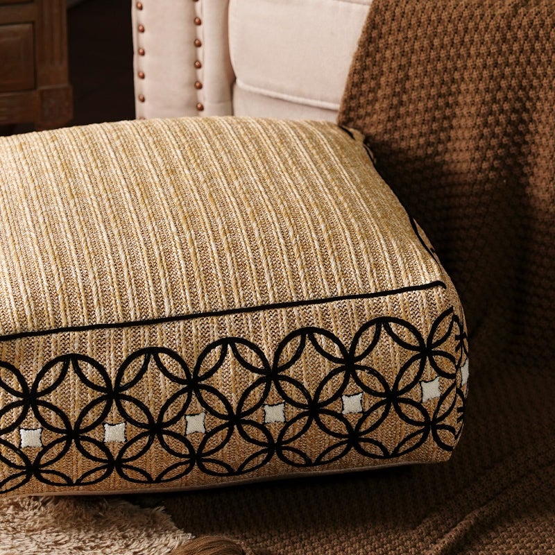 SUTAVIA Pouf Cover Ottoman Unstuffed Pouf Seat Footrest Decorative Storage Bean Bag Floor Chair for Home Decor Living Room Bedroom (Linen Decor, Square, 20" D x 20" W x 8" H) - Image 4