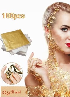 Depend Gold Leaf Sheets Imitation Gold Leaf Paper Multi-Color Silver Leaf Paper for DIY Arts Decoration 9 × 9cm 100 Pieces  - Image 1