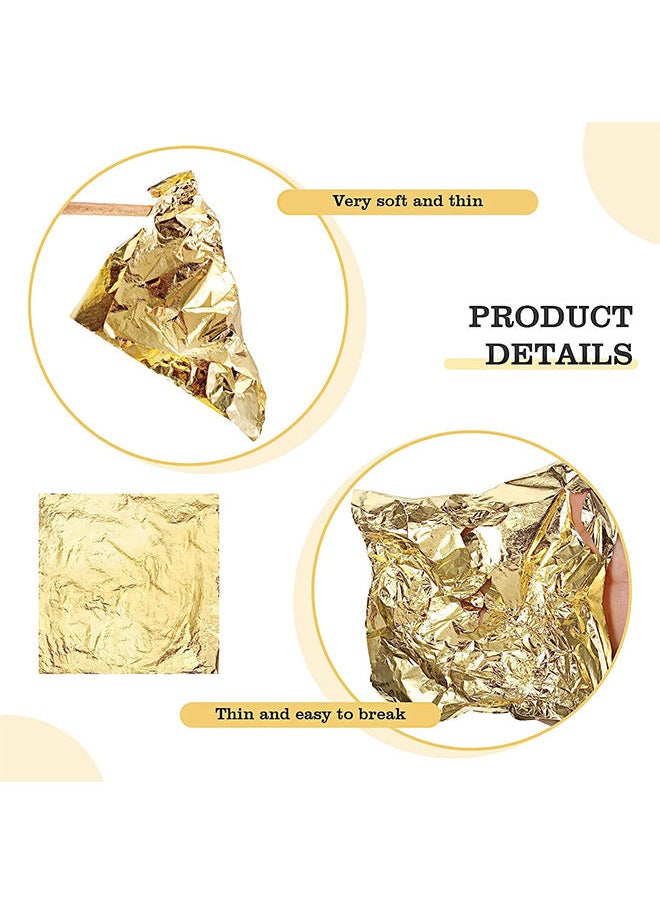 Depend Gold Leaf Sheets Imitation Gold Leaf Paper Multi-Color Silver Leaf Paper for DIY Arts Decoration 9 × 9cm 100 Pieces  - Image 2