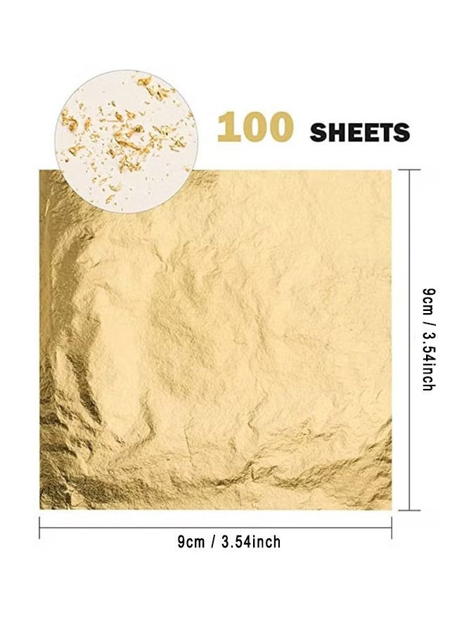 Depend Gold Leaf Sheets Imitation Gold Leaf Paper Multi-Color Silver Leaf Paper for DIY Arts Decoration 9 × 9cm 100 Pieces  - Image 3