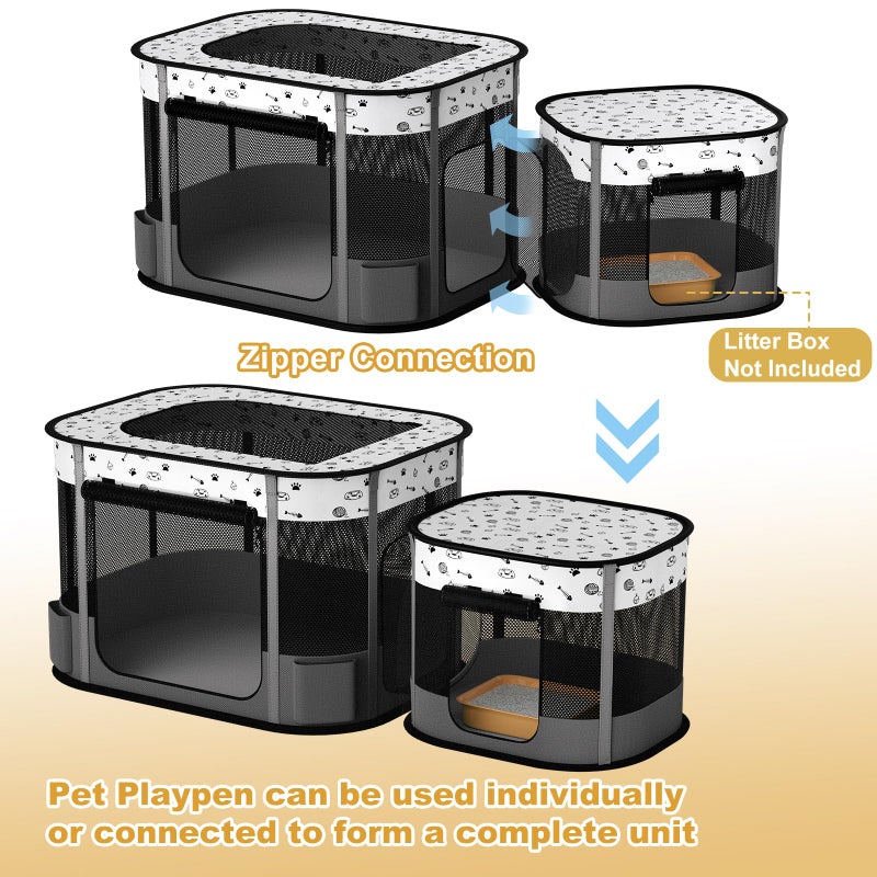 DESELL Portable Cat Playpen, 8-Rod Reinforced Kitten Dog Puppy Playpens, Foldable Play Pen for Indoor Cats Enclosed Pet Kitty Doggy Outdoor, Collapsible Tent Kennel Cage Corral - Image 3