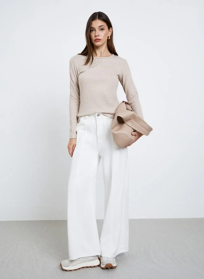 ستايلي بلوزة فلات محبوكة بأكمام طويلة